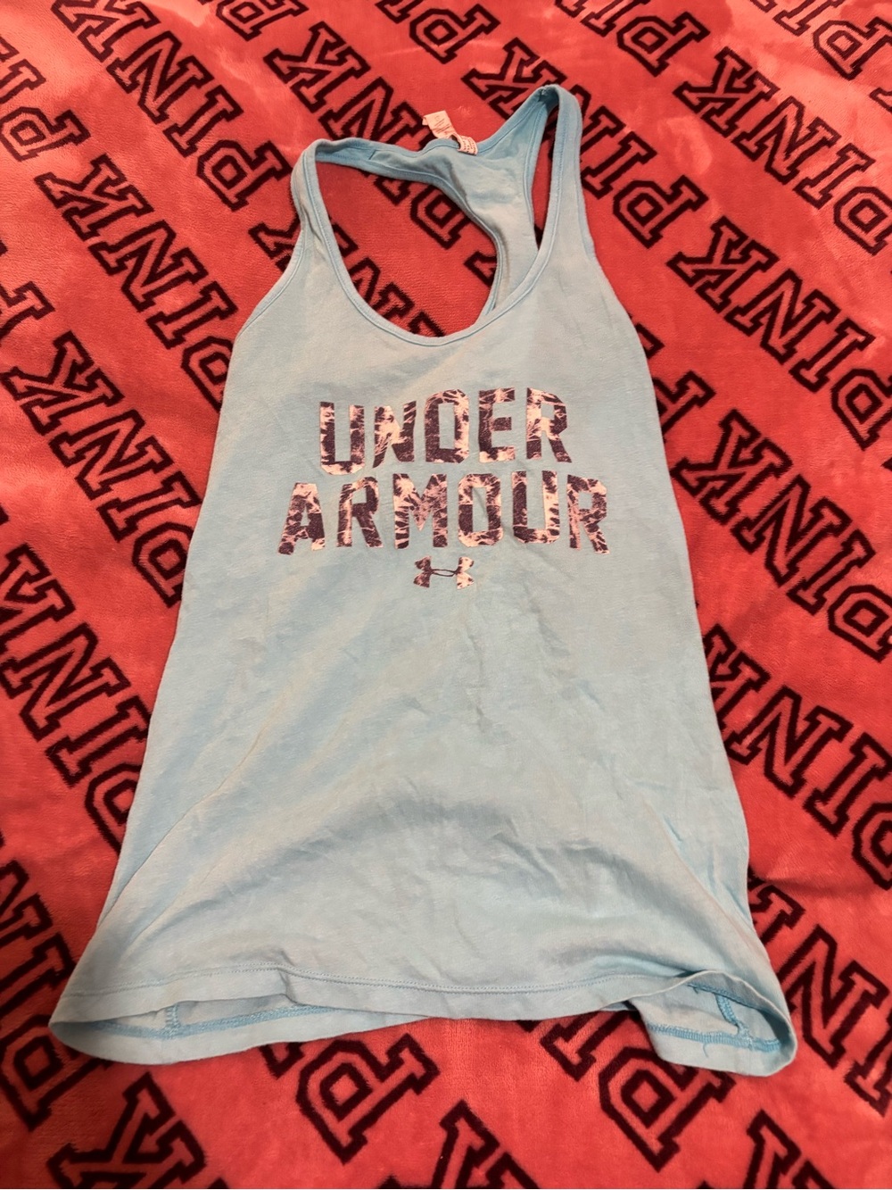 Under Armour Light Blue Racerback Tank with Patterned Logo